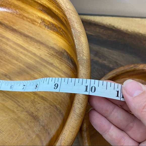 Mid Century Teak Chip & Dip Wood Bowls - Picture 8 of 10